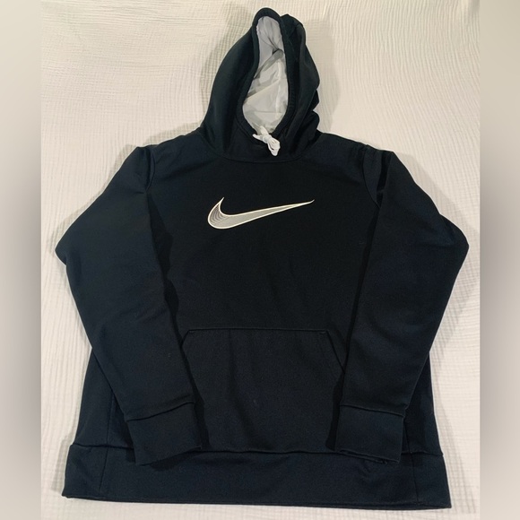Nike Black Dri-FIT Therma Training Hooded Pullover Men’s Size Medium Swoosh Logo - Picture 12 of 12